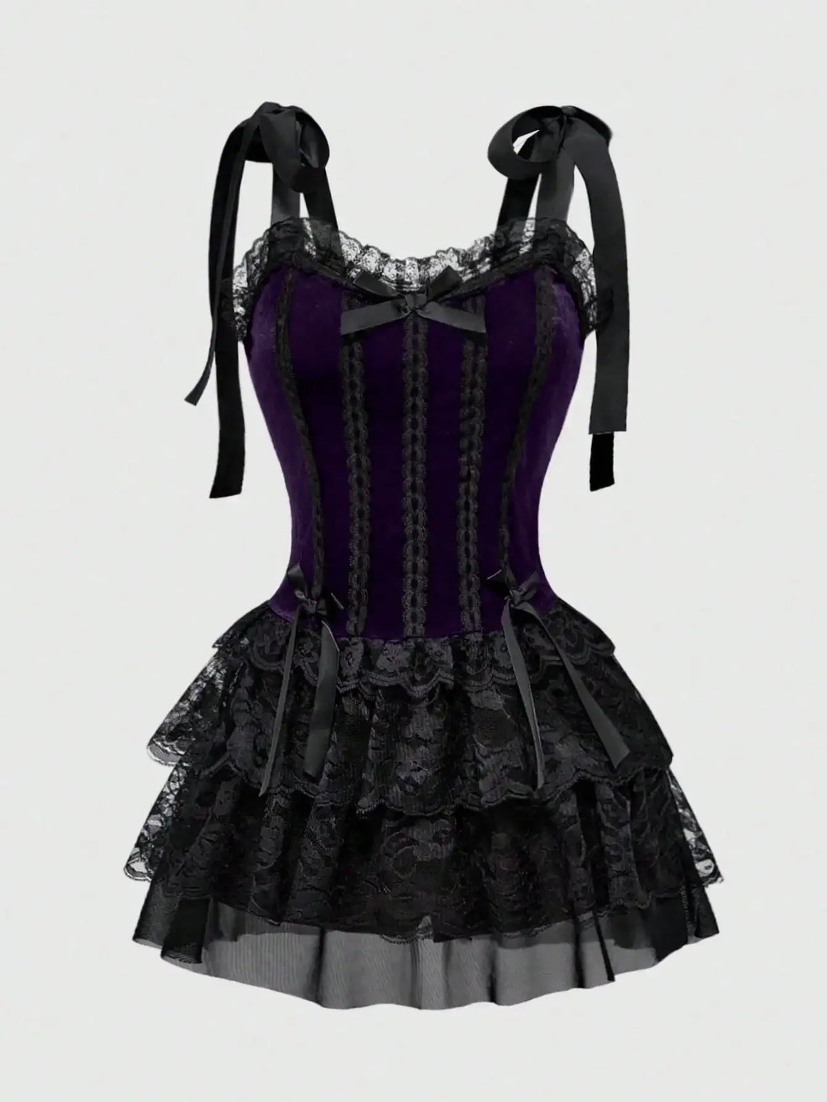 Gothic Corset Ruffle Dress for Alternative Fashion Style - BigCat Streetwear