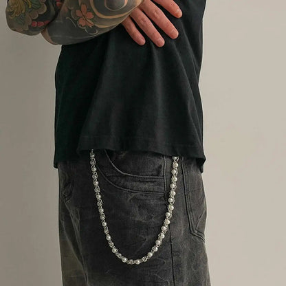 Alternative Pearl Accent Wallet Chain for Grunge, Punk and Y2K Streetwear