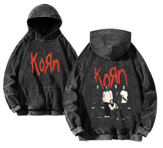Oversized Gothic Anime Hoodie With Vintage Distressed Streetwear Style