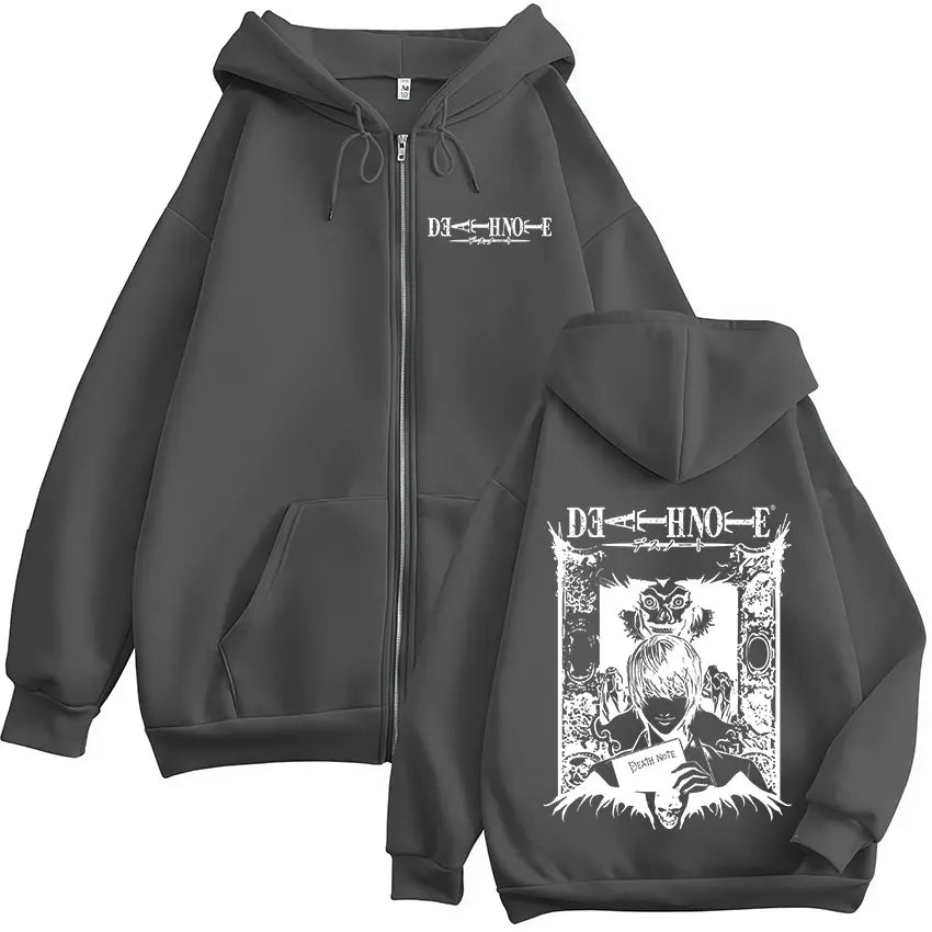 Anime Manga Zip Hoodie With Minimalist Graphic Streetwear Art Design
