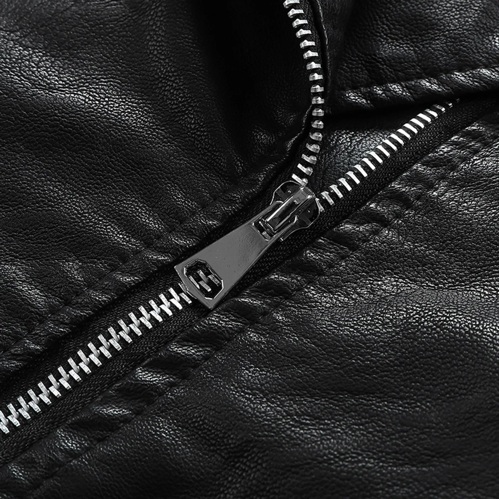 Women's Cropped Faux Leather Moto Jacket with Zip Front Contemporary Streetwear Silhouette