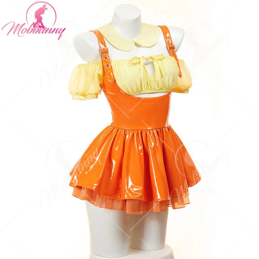 Women's Off-Shoulder Crop Top and Pleated Mini Skirt Costume Set with Matching Accessories