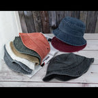 Washed Cotton Bucket Hat Flat Crown Casual Streetwear Outdoor Fisherman Style Hat