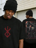 Oversized Streetwear Graphic Tee with Dark Manga Back Print Design