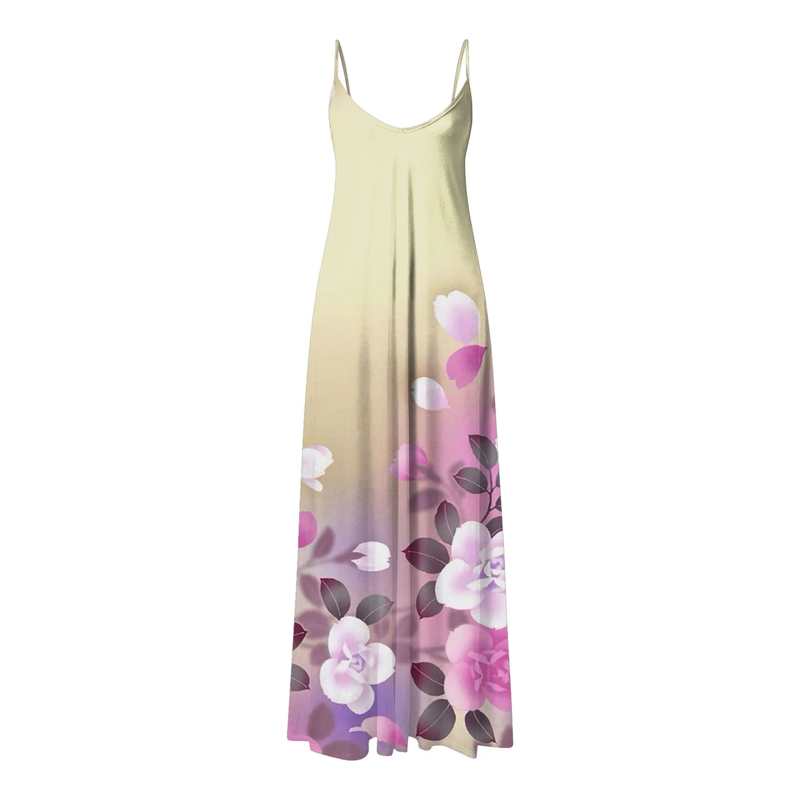 Oversized Sleeveless Maxi Dress with V Neck and Artistic Print Design