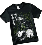 Oversized Manga-Inspired Graphic Cotton T-Shirt with Sketch Artwork Streetwear Design