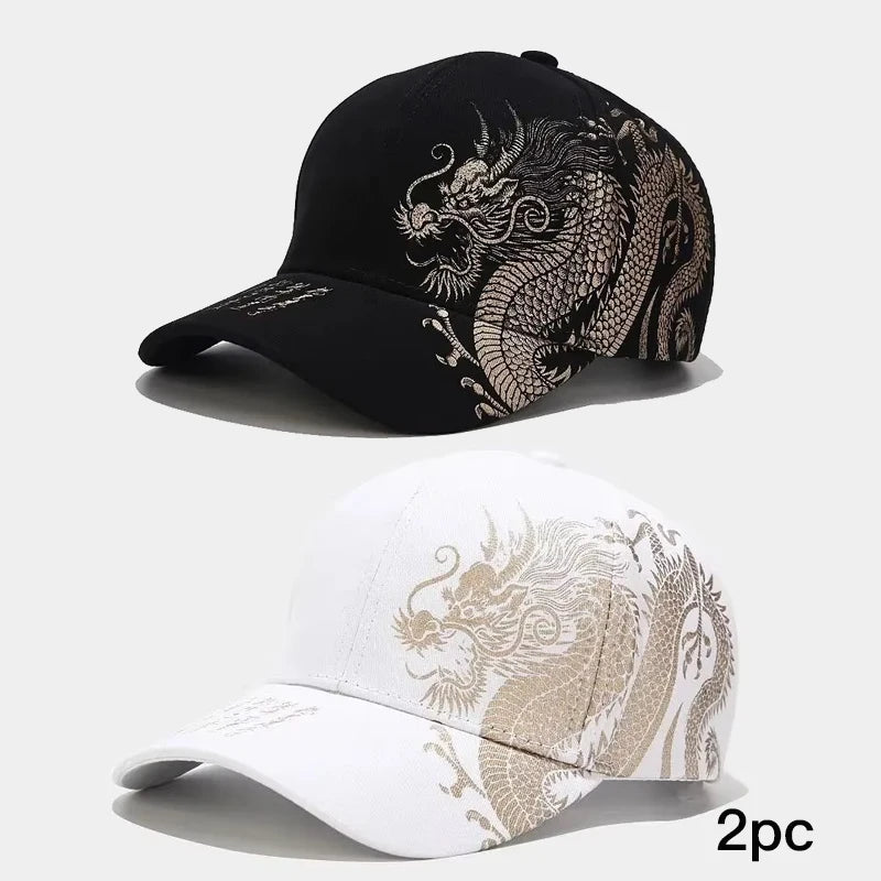 Dragon Inspired Embroidered Baseball Cap Adjustable Curved Brim Streetwear Fashion Hat