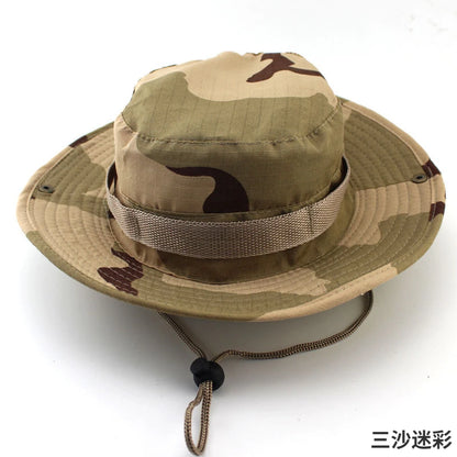 Unisex Outdoor Boonie Bucket Hat with Adjustable Chin Cord for Hiking Fishing and Travel