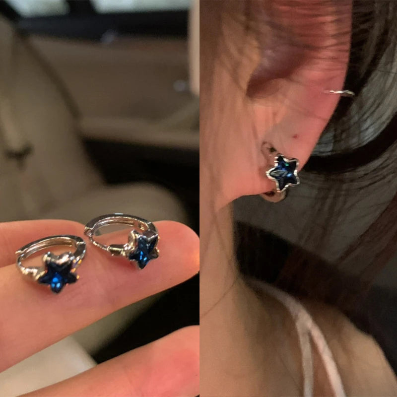 Celestial Star Hoop Earrings for Y2K Fairy Grunge and Soft Goth Styling