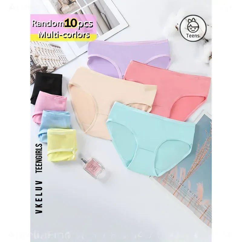 10-Piece Women’s Assorted Pastel Triangle Briefs Set in Macaron-Inspired Colors with Elastic Waistbands