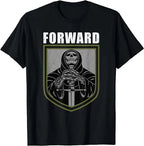 Tactical Skeleton Graphic Cotton T-Shirt with Shield Artwork Streetwear Design