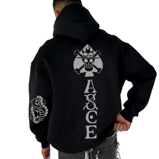 Anime Pirate Streetwear Hoodie With Manga Inspired Symbol Graphic Design