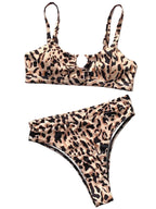 Bold Leopard Print Bralette Bikini with U-Notch Detail and High-Waisted Bottom