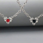 Dark Feminine Crystal Heart Pendant Necklace for Gothic and Y2K Looks