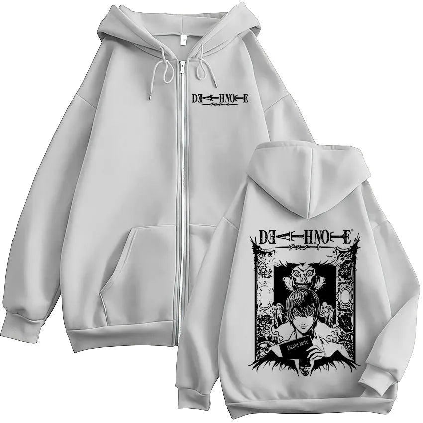 Anime Manga Zip Hoodie With Minimalist Graphic Streetwear Art Design