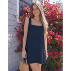 Navy Blue Square Neck Sleeveless Mini Dress with Relaxed Shift Silhouette