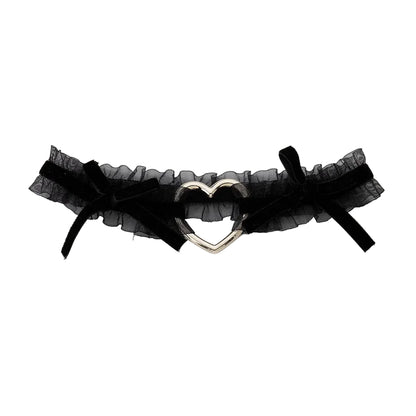 Heart Bow Thigh Garter Gothic Coquette Alternative Fashion Accessory