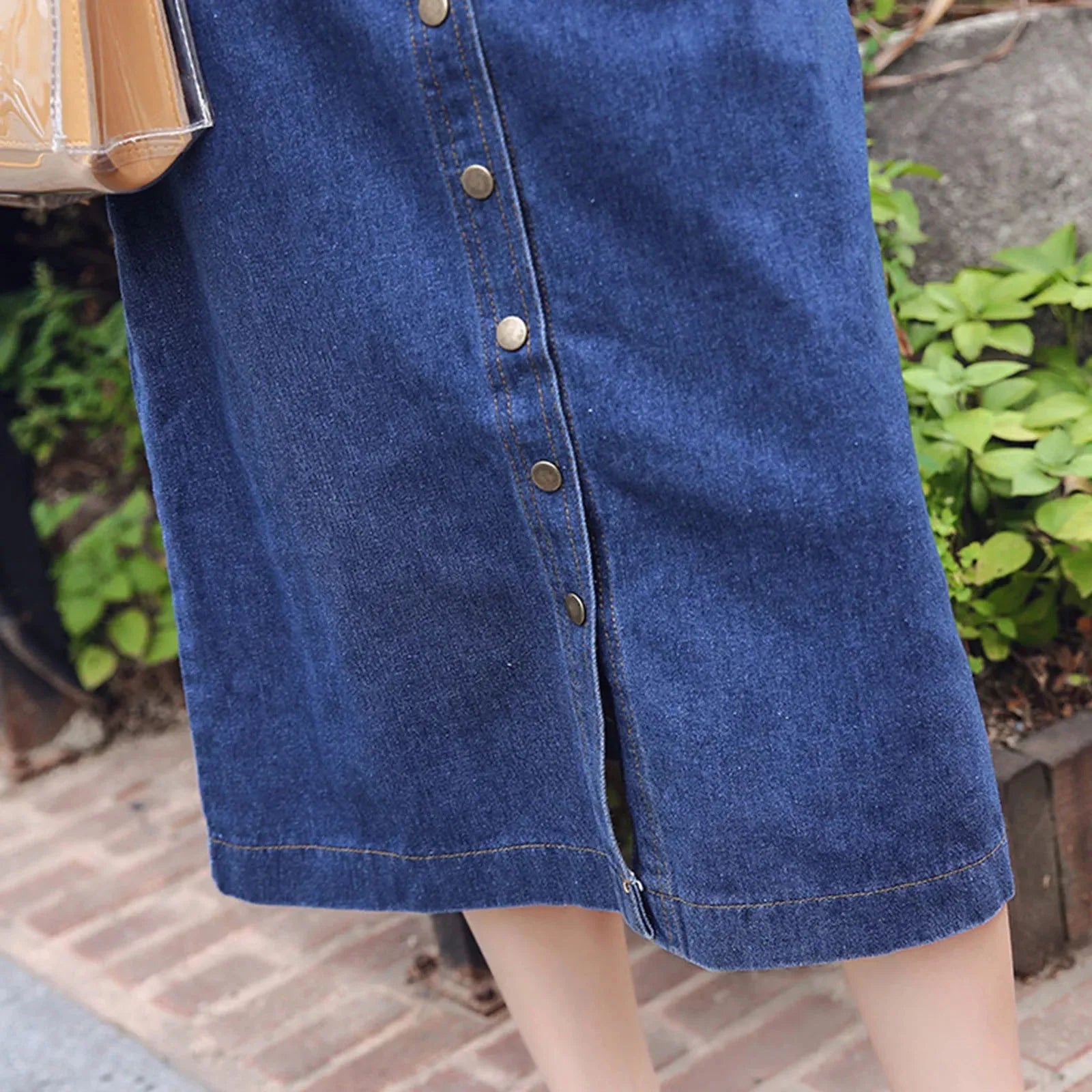 Denim Camisole Maxi Dress with Adjustable Straps and A-Line Silhouette