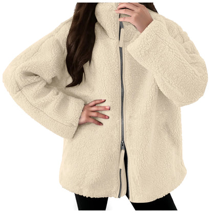 Women's Plush Half Zip Fleece Pullover with Relaxed Contemporary Casual Streetwear Fit