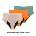 Three-Piece High-Waisted Absorbent Brief Set in Solid Tones