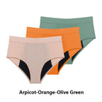 Three-Piece High-Waisted Absorbent Brief Set in Solid Tones
