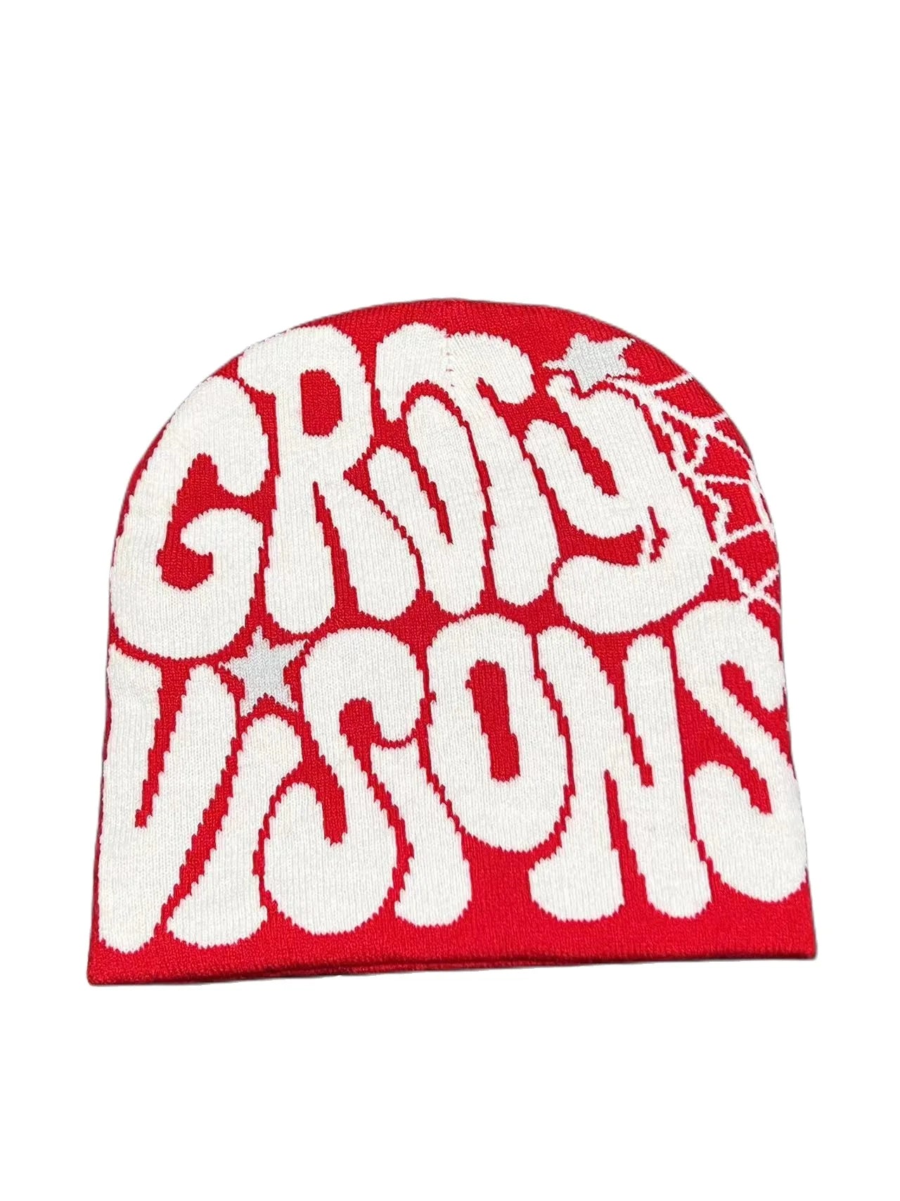 Bold Typography Cotton Blend Knit Beanie for Contemporary Streetwear Winter Everyday Fashion Style