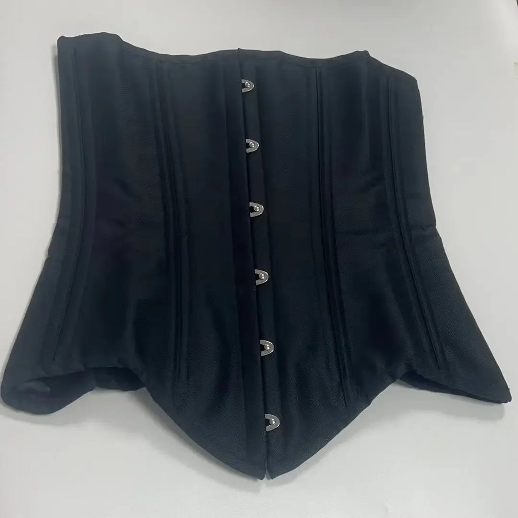 Classic Black Steel-Boned Underbust Corset with Dramatic Pointed Hem