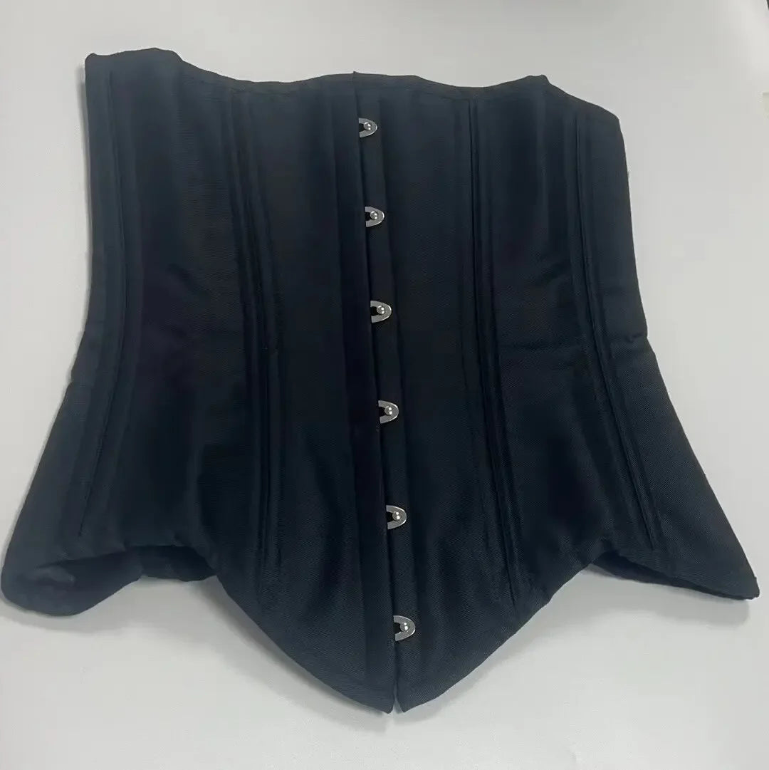 Classic Black Steel-Boned Underbust Corset with Dramatic Pointed Hem
