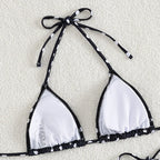 Classic Polka Dot Three-Piece Swimwear Set with Matching Swim Bottom