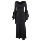 Elegant Gothic Mermaid Dress with Dramatic Sleeves and Dark Styling