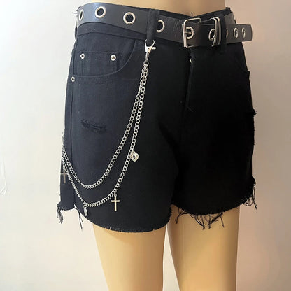 Celestial Layered Wallet Chain with Star Charms for Gothic Punk Styling