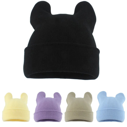 Cute Cat Ear Acrylic Knit Beanie for Playful Streetwear Casual Winter Everyday Fashion Style