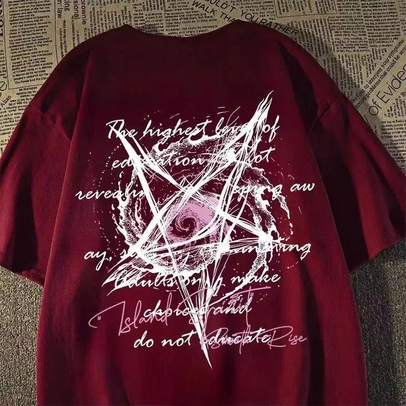 Graphic Streetwear Cotton Blend T-Shirt With Abstract Urban Artwork Print