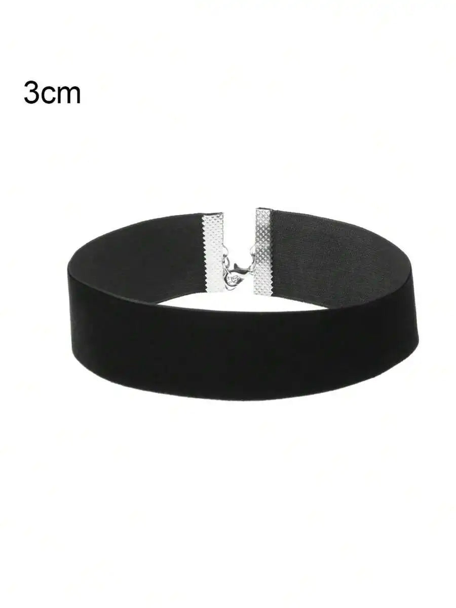 Minimalist Velvet Choker Necklace for Gothic Grunge and Dark Feminine Styling