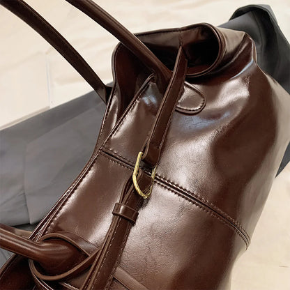 Soft PU Leather Slouchy Hobo Tote Bag with Top Handle Design