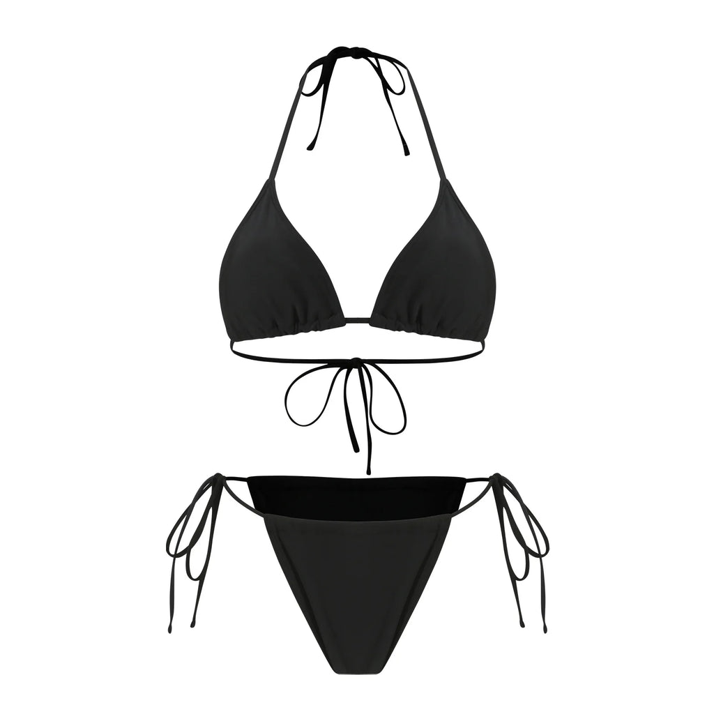 Three-Piece White Swimwear Set with Long-Sleeve Hollow-Lace Maxi Cover-Up