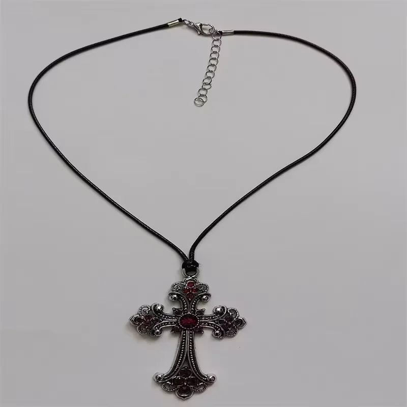 Ornate Cross Choker Necklace for Gothic Punk and Alternative Fashion