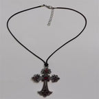 Ornate Cross Choker Necklace for Gothic Punk and Alternative Fashion