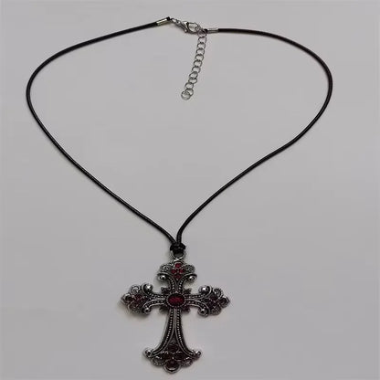 Ornate Cross Choker Necklace for Gothic Punk and Alternative Fashion