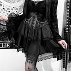 Layered Lace Gothic Dress with Elegant Dark Alternative Aesthetic