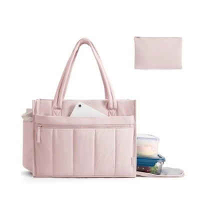Large Capacity Quilted Laptop Tote Bag with Utility Storage Design