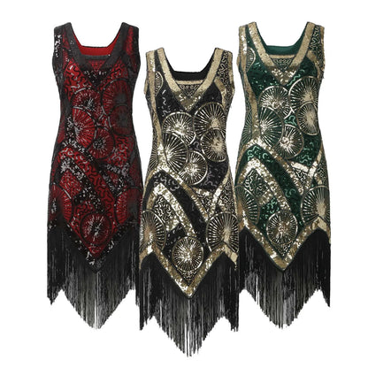 Gothic Sequin Fringe Dress for Elegant Alternative Fashion