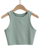 Classic Crew Neck Crop Tank Top with Minimalist Sleeveless Everyday Streetwear Style