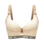 Heathered Grey Wireless Nursing Bra with Drop-Down Clips and Lettered Underband