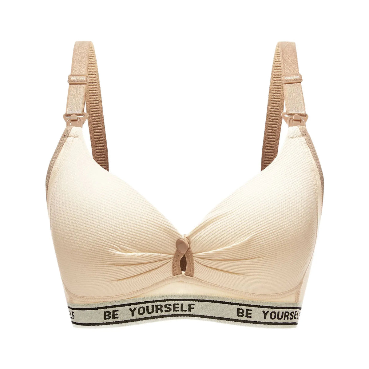 Heathered Grey Wireless Nursing Bra with Drop-Down Clips and Lettered Underband