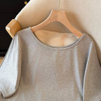 Off Shoulder Cropped Tee with Relaxed Fit and Casual Everyday Styling