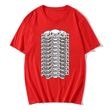 Abstract Skeletal Graphic Cotton Streetwear T-Shirt with Bold Center Print
