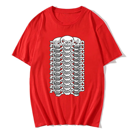 Abstract Skeletal Graphic Cotton Streetwear T-Shirt with Bold Center Print
