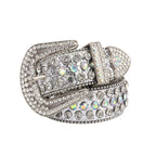 Rhinestone Studded Statement Belt for Glam Punk Gothic Fashion Styling