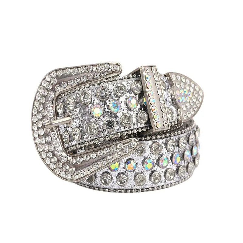 Rhinestone Studded Statement Belt for Glam Punk Gothic Fashion Styling